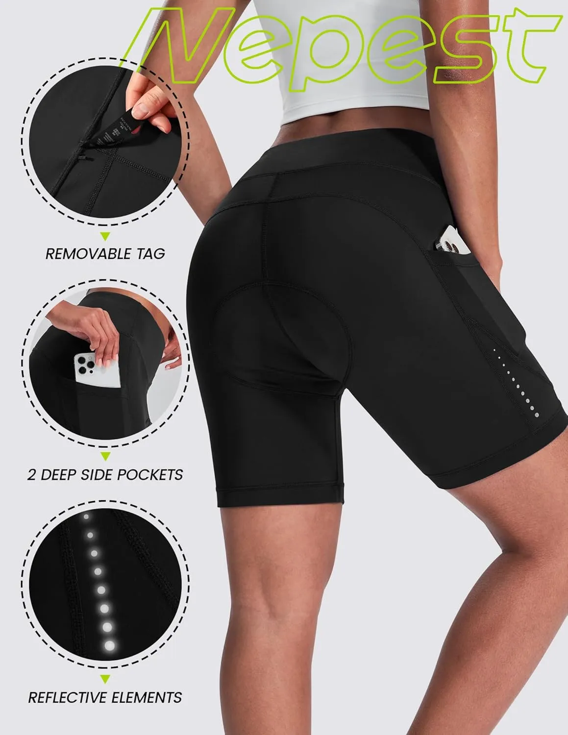Padded Bike Shorts Women Cycling Underwear 4D Gel Padding & Pockets Bicycle Biking Biker Shorts Road Mountain