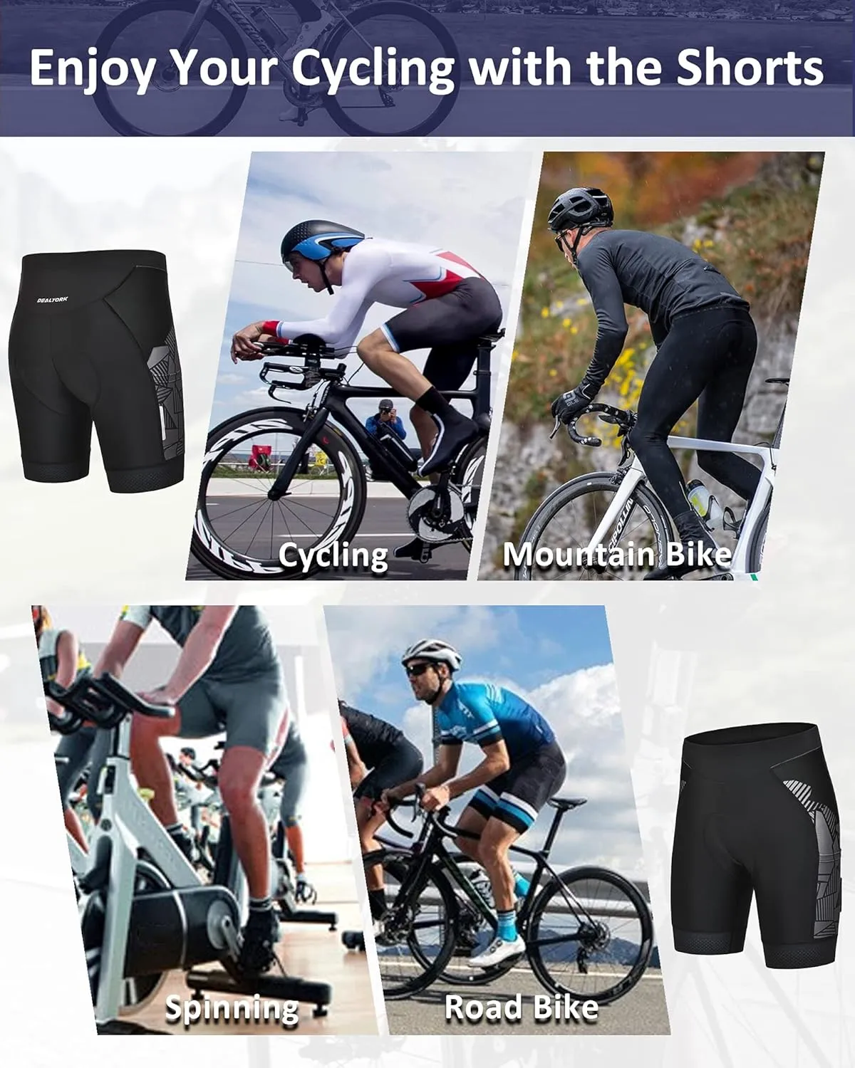 Padded Cycling Shorts Men's Cycling Underwear with 3D Padding Ergonomic Biking Bicycle Shorts Shock Absorbing Sweat Absorbing