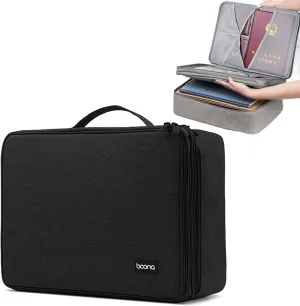 Palumma Document Organizer, Multi-Layer Portable Home Important Document Storage Bag for Home/Office/Travel(38 * 28 * 14cm&Black)
