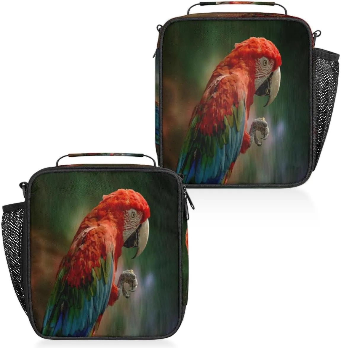 Parrot Beak Claws Insulated Lunch Bag Reusable Waterproofing Lunch Box with Shoulder Strap Handle and Water Bottle Net Bag for Travel Camping Beach Picnic