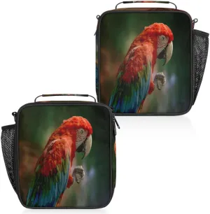 Parrot Beak Claws Insulated Lunch Bag Reusable Waterproofing Lunch Box with Shoulder Strap Handle and Water Bottle Net Bag for Travel Camping Beach Picnic