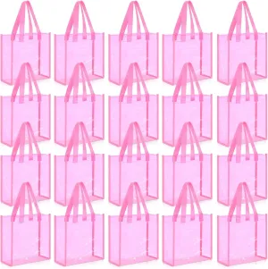 Paterr 20 Pack Plastic Clear Tote Bags 10 x 10 x 4 Inch Stadium Approved Gift Bag with Handles for Women Sports Work Travel