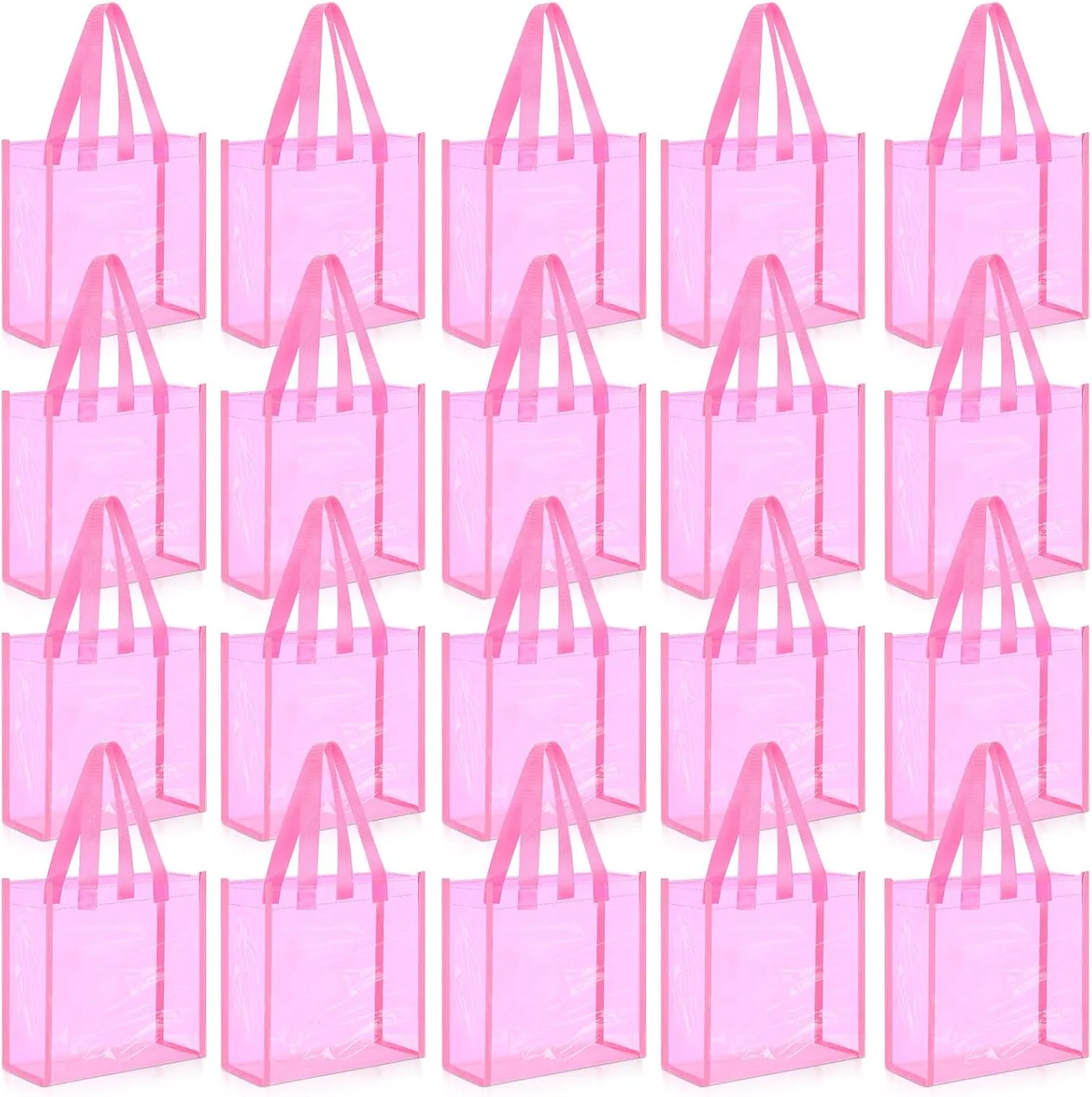 Paterr 20 Pack Plastic Clear Tote Bags 10 x 10 x 4 Inch Stadium Approved Gift Bag with Handles for Women Sports Work Travel
