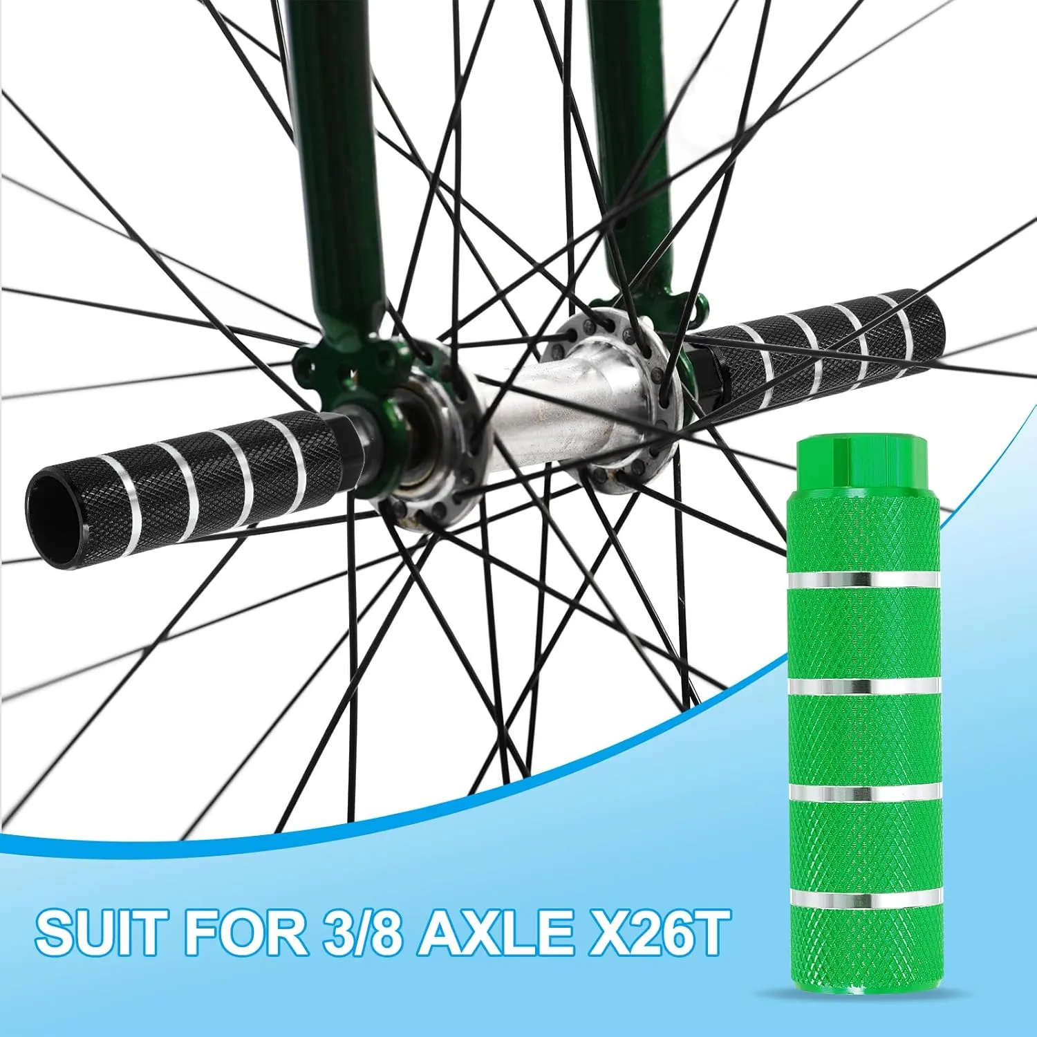 PATIKIL Aluminum Alloy Stripe Bike Pegs, Anti-Skid Lead Foot Bicycle Pegs Back Seat Stands for BMX Mountain Bike Cycling