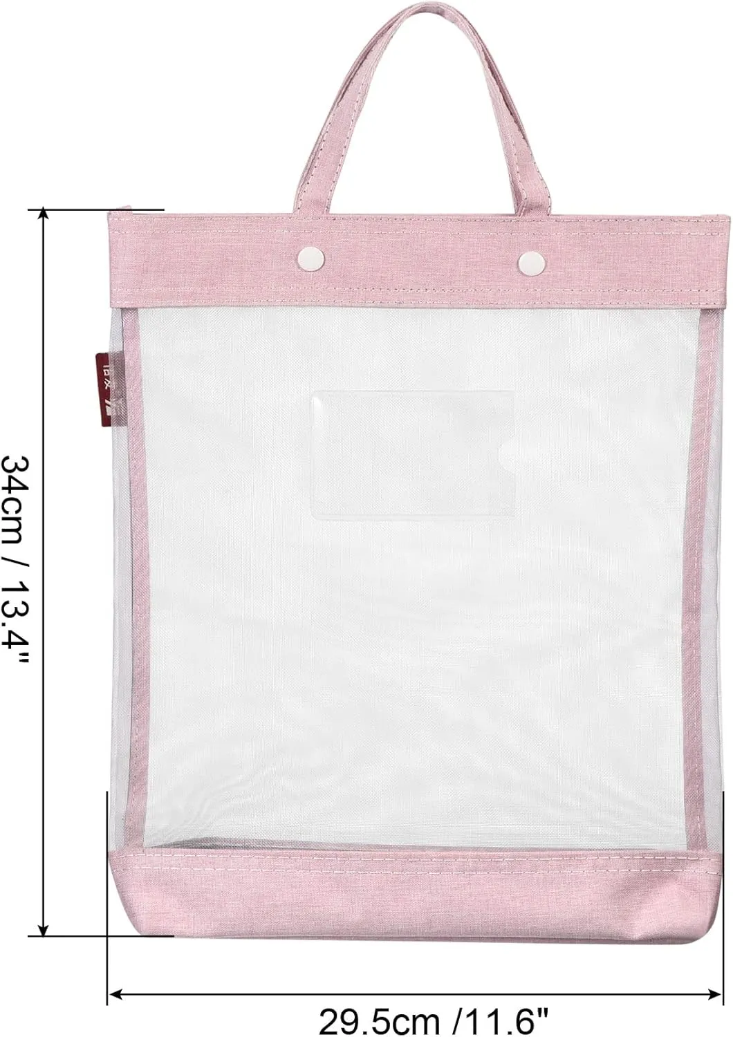 PATIKIL Nylon Document Bag with Handle Mesh Transparent Handbag Files Tote Pouch for Office Business, Pink