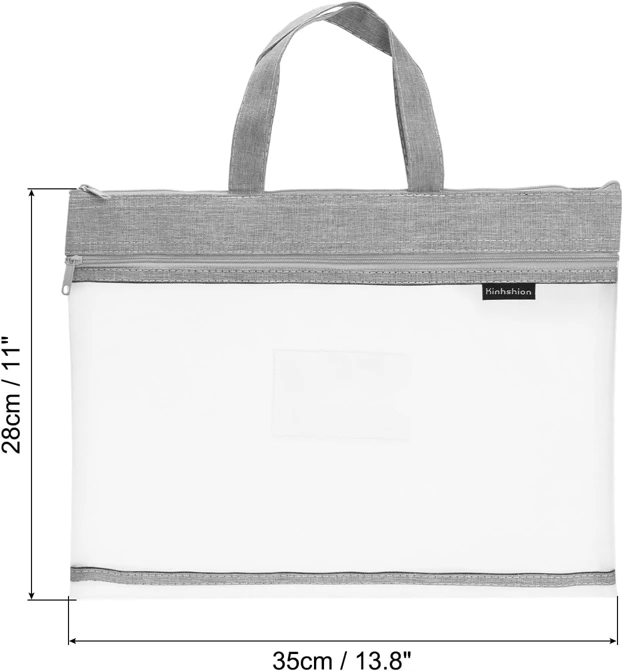 PATIKIL Nylon Document Bag with Handle Mesh Transparent Handbag Paper File Tote Pouch for Office, Gray