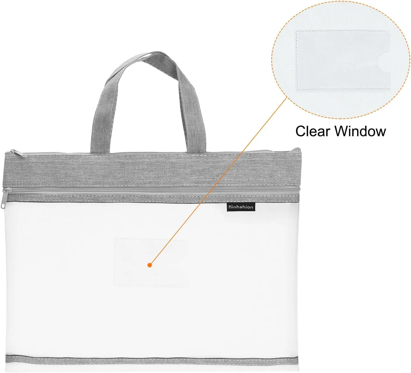 PATIKIL Nylon Document Bag with Handle Mesh Transparent Handbag Paper File Tote Pouch for Office, Gray