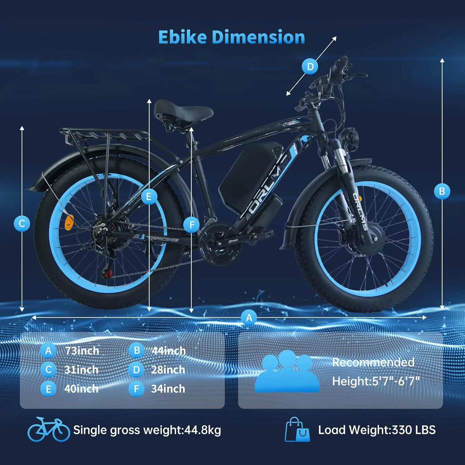 Peak 5000W-Electric-Bike for Adults-Men, Dual-Motor-Ebike 45MPH 21 Speed Ebike, 60V 25AH Long Range Dirtbike, 24" Fat-Tire-Electric-Bicycle, Full Suspension Mountain Snow Bike for Off-Road