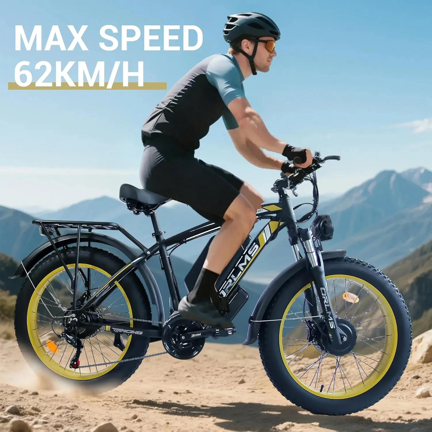 Peak 5000W-Electric-Bike for Adults-Men, Dual-Motor-Ebike 45MPH 21 Speed Ebike, 60V 25AH Long Range Dirtbike, 24" Fat-Tire-Electric-Bicycle, Full Suspension Mountain Snow Bike for Off-Road