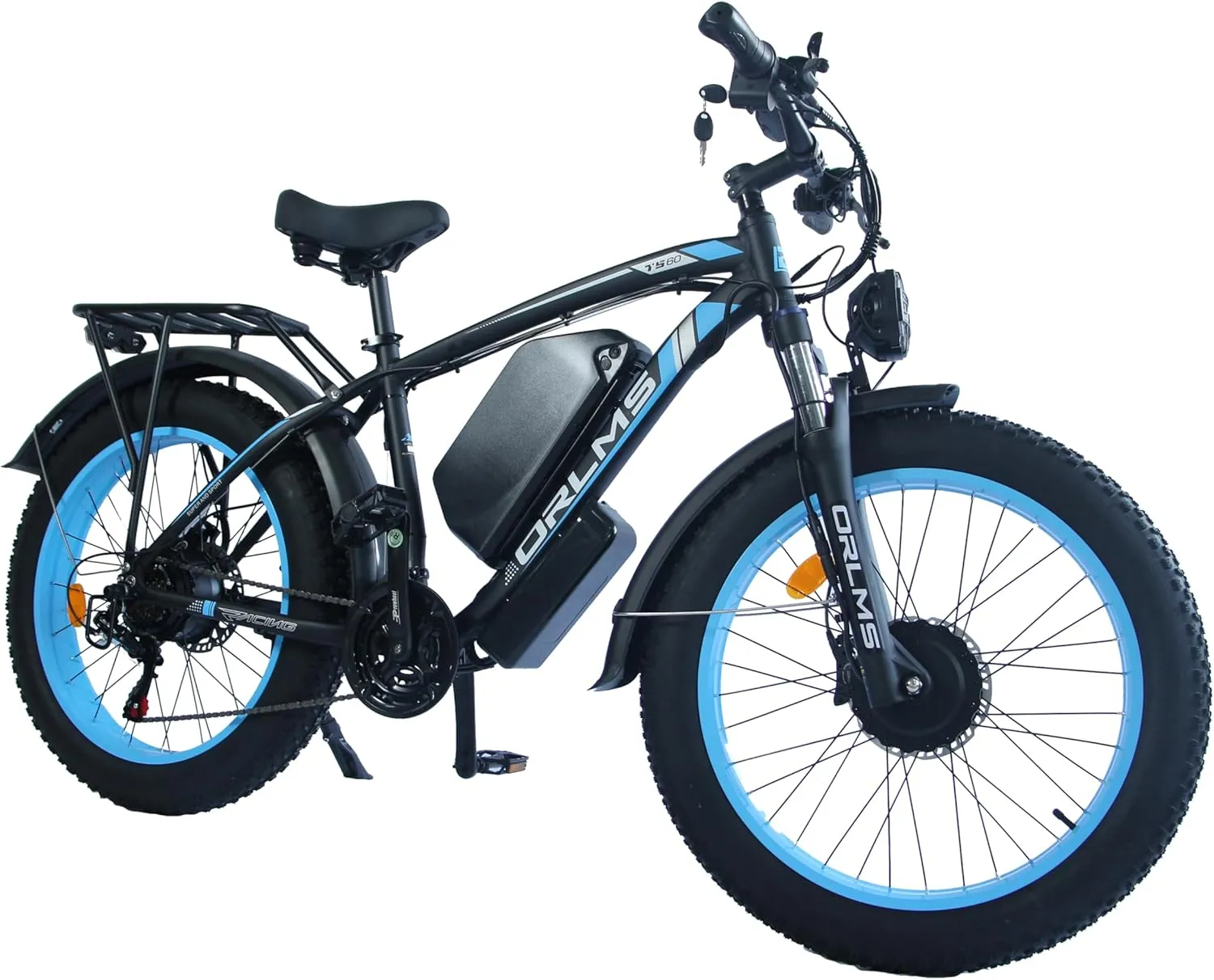 Peak 5000W-Electric-Bike for Adults-Men, Dual-Motor-Ebike 45MPH 21 Speed Ebike, 60V 25AH Long Range Dirtbike, 24" Fat-Tire-Electric-Bicycle, Full Suspension Mountain Snow Bike for Off-Road