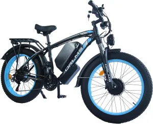 Peak 5000W-Electric-Bike for Adults-Men, Dual-Motor-Ebike 45MPH 21 Speed Ebike, 60V 25AH Long Range Dirtbike, 24" Fat-Tire-Electric-Bicycle, Full Suspension Mountain Snow Bike for Off-Road