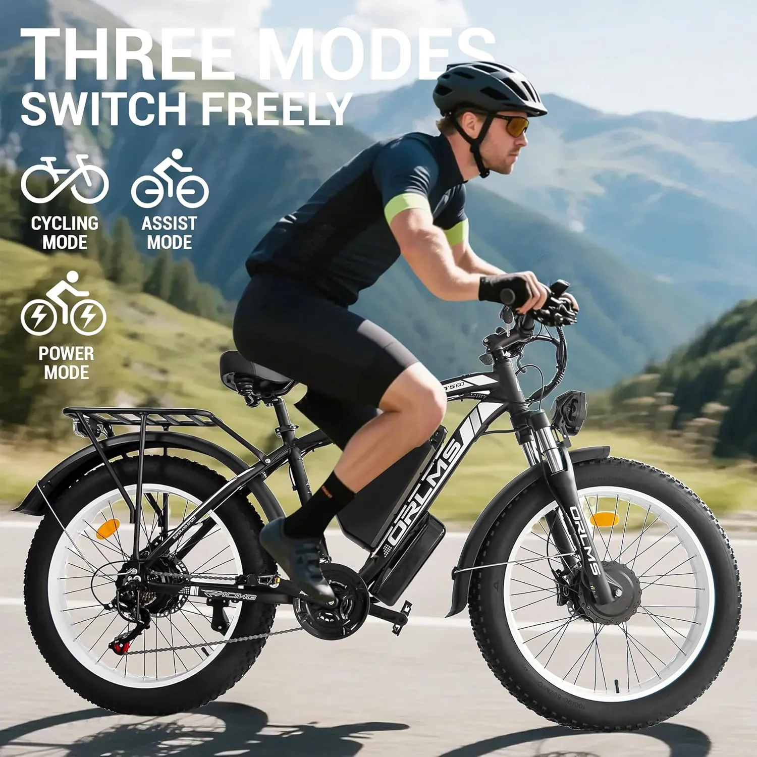 Peak 5000W-Electric-Bike for Adults-Men, Dual-Motor-Ebike 45MPH 21 Speed Ebike, 60V 25AH Long Range Dirtbike, 24" Fat-Tire-Electric-Bicycle, Full Suspension Mountain Snow Bike for Off-Road