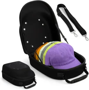 Peohud Hat Case for Baseball Caps, Cap Carrier Storage Bag, Hat Travel Case with Carrying Handle and Shoulder Strap, Easy to Carry Baseball Cap Organizer Holder for 6 Hats, Perfect for Traveling,