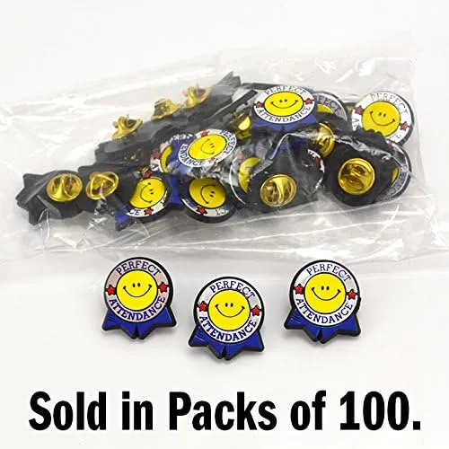 Perfect Attendance Colorful Economy Pin (Set of 100)