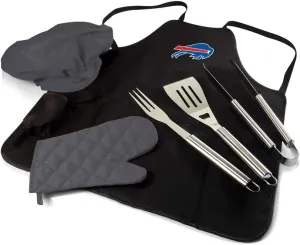 Picnic TIME BBQ Apron Tote Pro Grill Set, (Black with Gray Accents)
