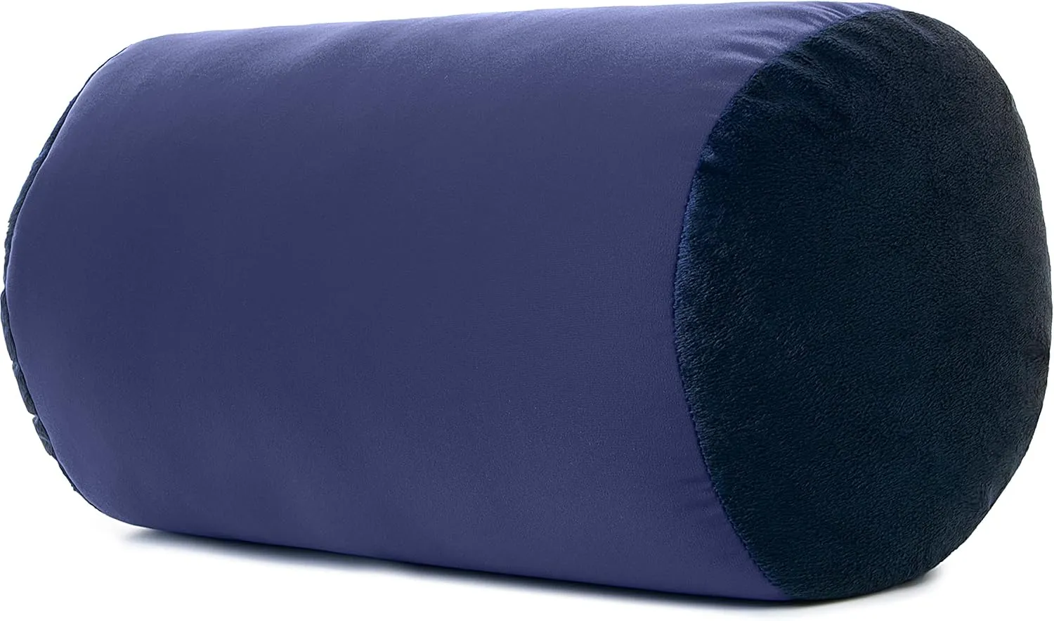 PILLOWY Microbead Bolster Neck Roll Pillow, Gently On Body, Head, Neck & Shoulders No Pain Rest, Relax Sleep - Silky Feel Prevent Wrinkles & Hair Breakage - Lightweight Cylinder, 14" x 8", Dark Blue