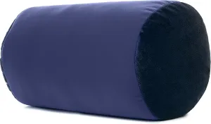 PILLOWY Microbead Bolster Neck Roll Pillow, Gently On Body, Head, Neck & Shoulders No Pain Rest, Relax Sleep - Silky Feel Prevent Wrinkles & Hair Breakage - Lightweight Cylinder, 14" x 8", Dark Blue