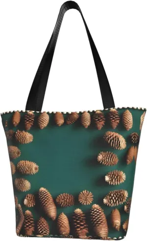 Pine Cone Border Cross-body Shoulder Bag, Women's One-shoulder Handbag, Weekend Travel Shopping and Playing Shoulder Bag