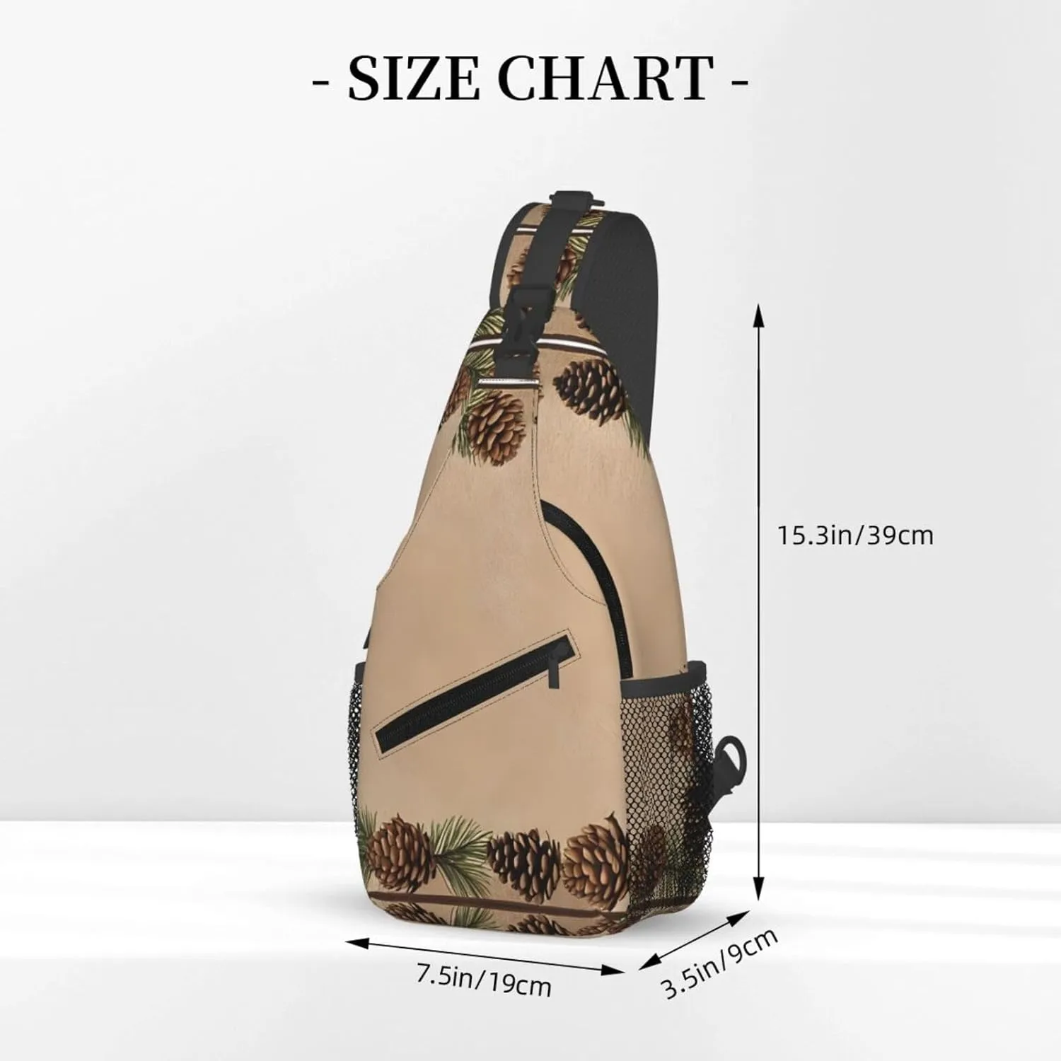 Pine Cone Border Print Cross Chest Bag Diagonally Durable & Comfortable For Travel And Daily Use