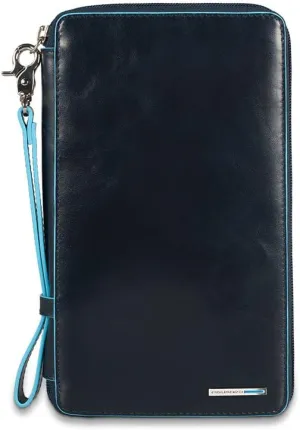 Piquadro Travel Document Holder with Credit Card Slots, Pen Loop and Removable Pochette, Dark Blue, One Size