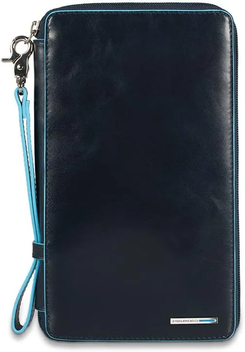 Piquadro Travel Document Holder with Credit Card Slots, Pen Loop and Removable Pochette, Dark Blue, One Size