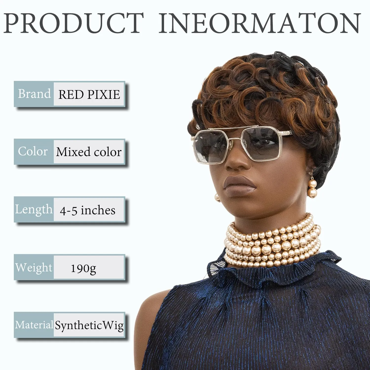 Pixie Cut Wig Short Curly Wigs for Black Women Black Mixed Grey Curly Wig with Bangs Afro Wigs for Black Women Natural Wavy Synthetic Wigs for Women (Black And Brown)
