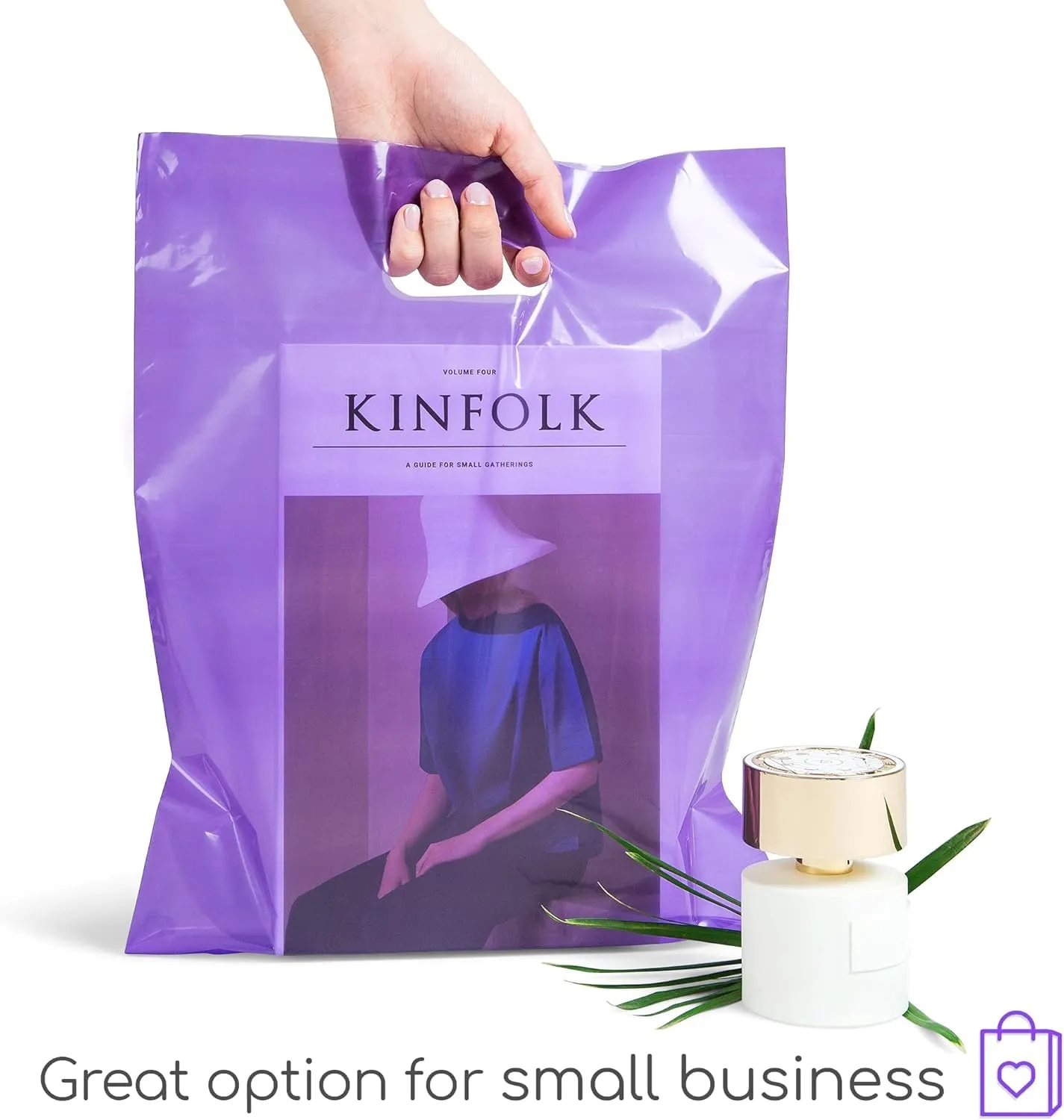 Plastic Shopping Bag with Die Cut Handle 16" x 18" Purple (PACK OF 500) Plastic Merchandise Bags with Handle Pack for Retail, Heavy Duty Bulk Bags