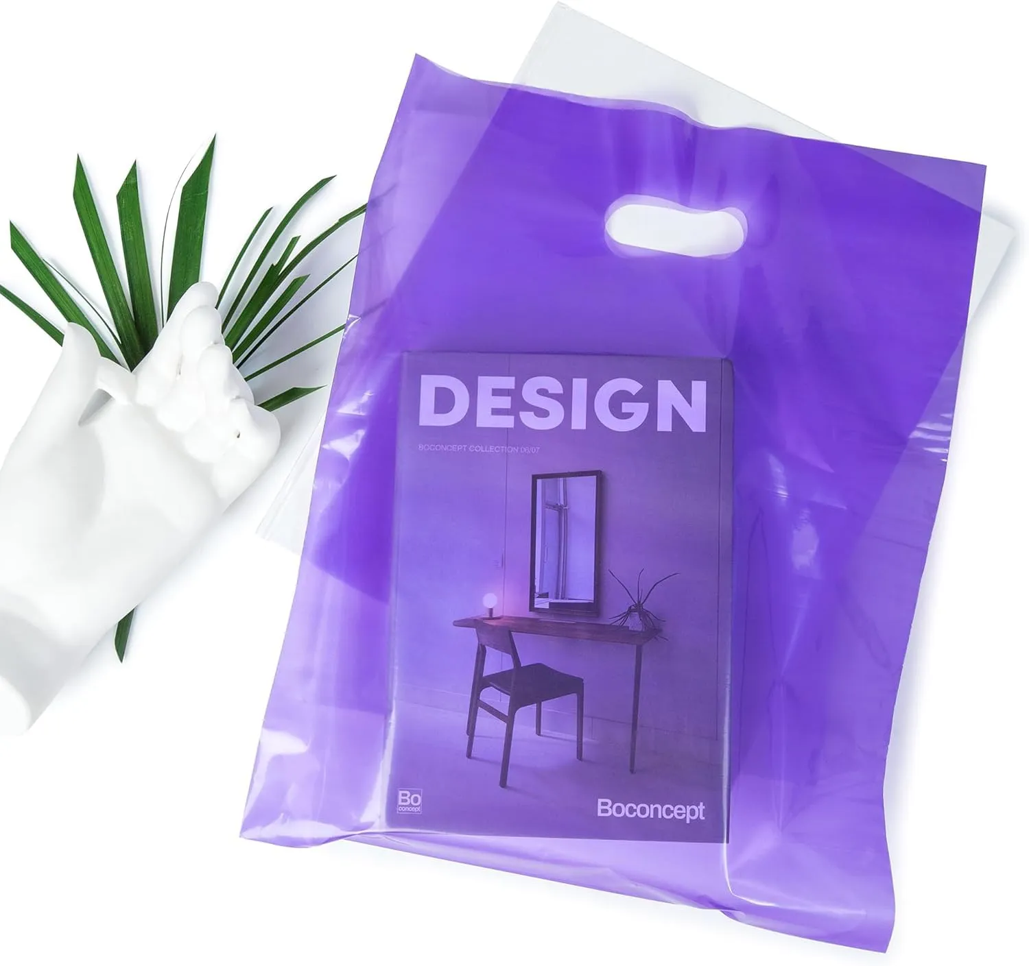 Plastic Shopping Bag with Die Cut Handle 16" x 18" Purple (PACK OF 500) Plastic Merchandise Bags with Handle Pack for Retail, Heavy Duty Bulk Bags