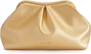 Pleated Vegan Leather Clutch Purse for Women - Stylish Soft PU Evening Handbag