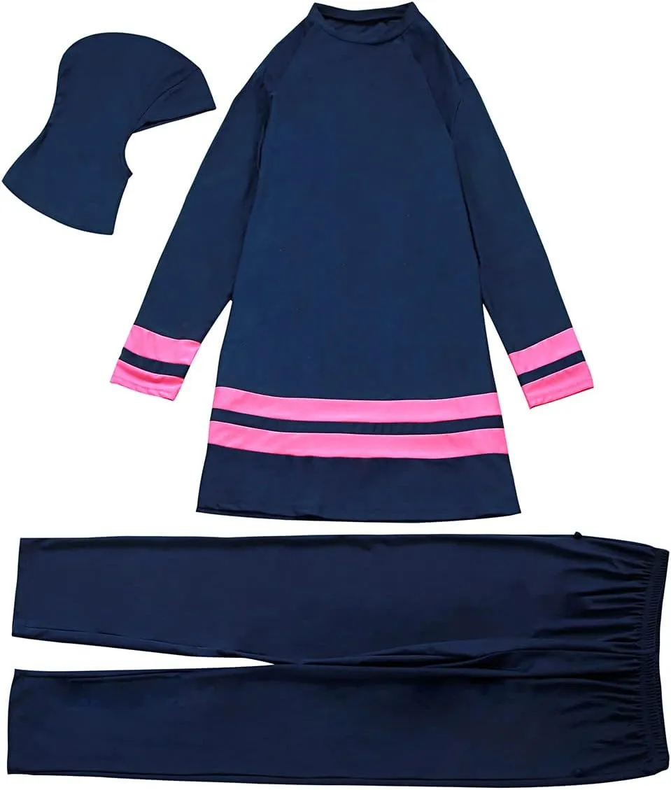 Plus Size Muslim Swimsuits for Women Modest Islamic Swimwear Burkini Full Cover Hijab Top Pants 3PCS Fat Bathing Suits