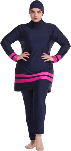 Plus Size Muslim Swimsuits for Women Modest Islamic Swimwear Burkini Full Cover Hijab Top Pants 3PCS Fat Bathing Suits