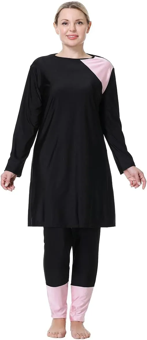 Plus Size Muslim Swimsuits for Women Modest Islamic Swimwear Burkini Full Cover Hijab Top Pants 3PCS Fat Bathing Suits