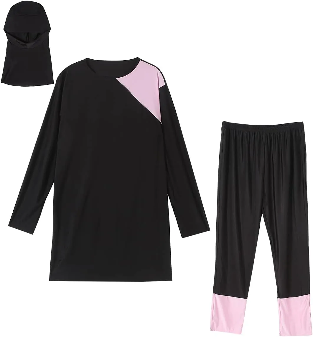 Plus Size Muslim Swimsuits for Women Modest Islamic Swimwear Burkini Full Cover Hijab Top Pants 3PCS Fat Bathing Suits