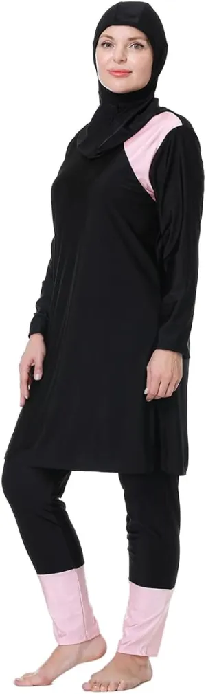 Plus Size Muslim Swimsuits for Women Modest Islamic Swimwear Burkini Full Cover Hijab Top Pants 3PCS Fat Bathing Suits