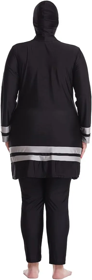 Plus Size Muslim Swimsuits for Women Modest Islamic Swimwear Burkini Full Cover Hijab Top Pants 3PCS Fat Bathing Suits