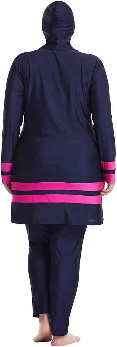Plus Size Muslim Swimsuits for Women Modest Islamic Swimwear Burkini Full Cover Hijab Top Pants 3PCS Fat Bathing Suits