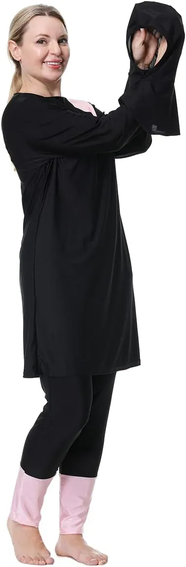 Plus Size Muslim Swimsuits for Women Modest Islamic Swimwear Burkini Full Cover Hijab Top Pants 3PCS Fat Bathing Suits