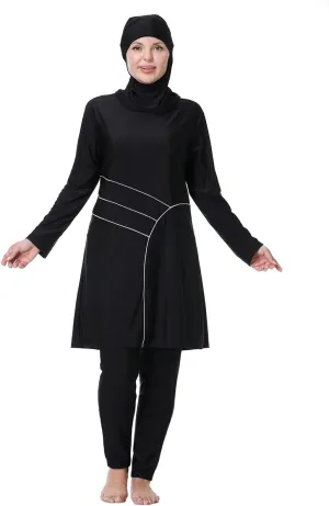 Plus Size Muslim Swimsuits for Women Modest Islamic Swimwear Burkini Full Cover Hijab Top Pants 3PCS Fat Bathing Suits