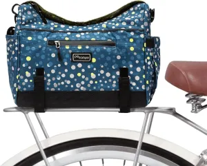 Po Campo Katy Bike Trunk Bag – Rear Bicycle Rack Storage – Waterproof, Colorful Bike Bag That Easily Converts to a Crossbody for Women and Men (Bubbly)