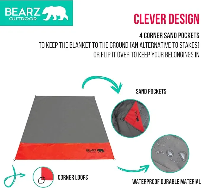 Pocket Blanket - Waterproof Picnic Blanket, Compact Travel Blanket, Picnic Blankets Waterproof Foldable Lightweight for Beach, Hiking, Festival Accessories
