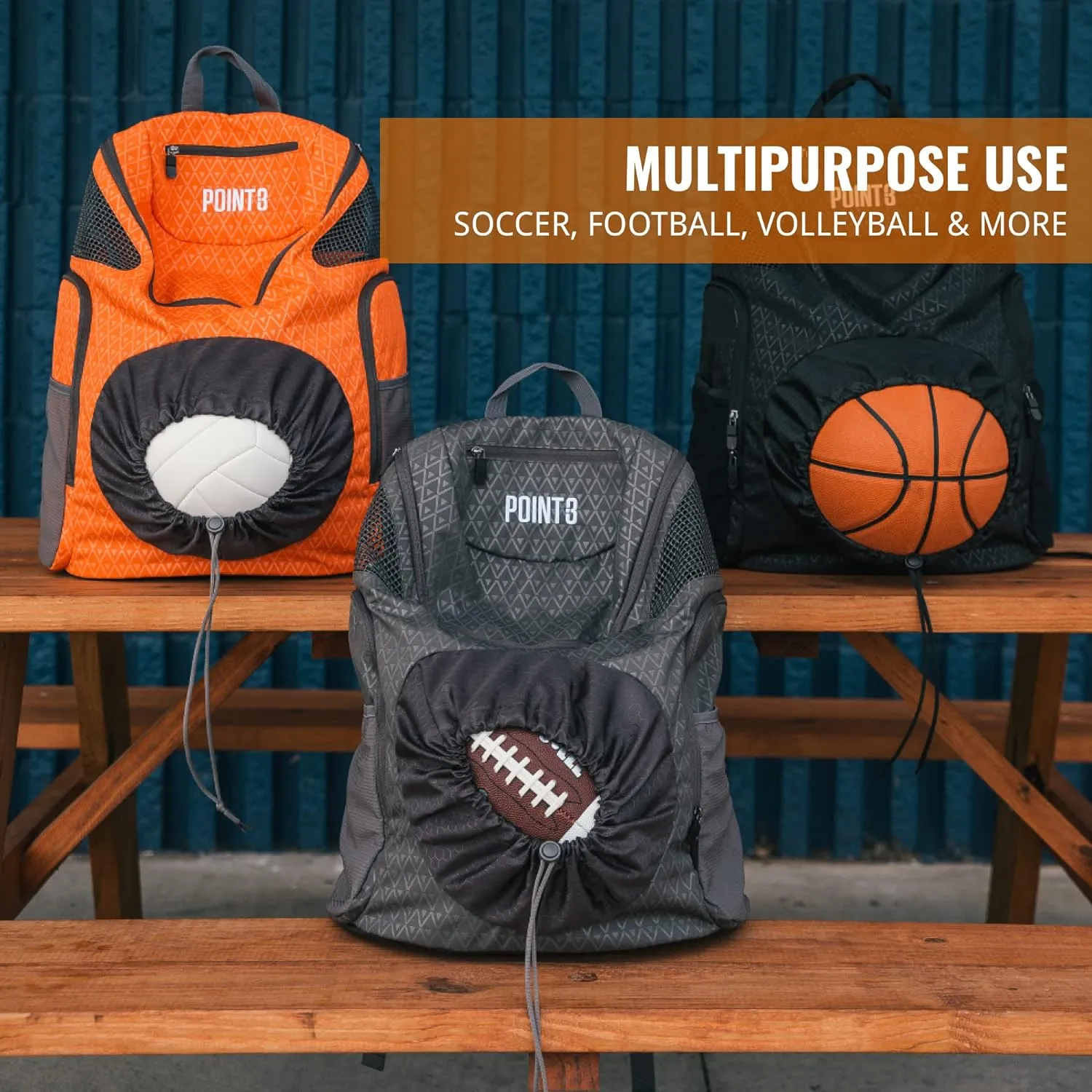 Point 3 Road Trip 2.0 Backpack Basketball Backpack with Drawstrong Closure | Ventilated Mesh Shoe Pocket Compartment