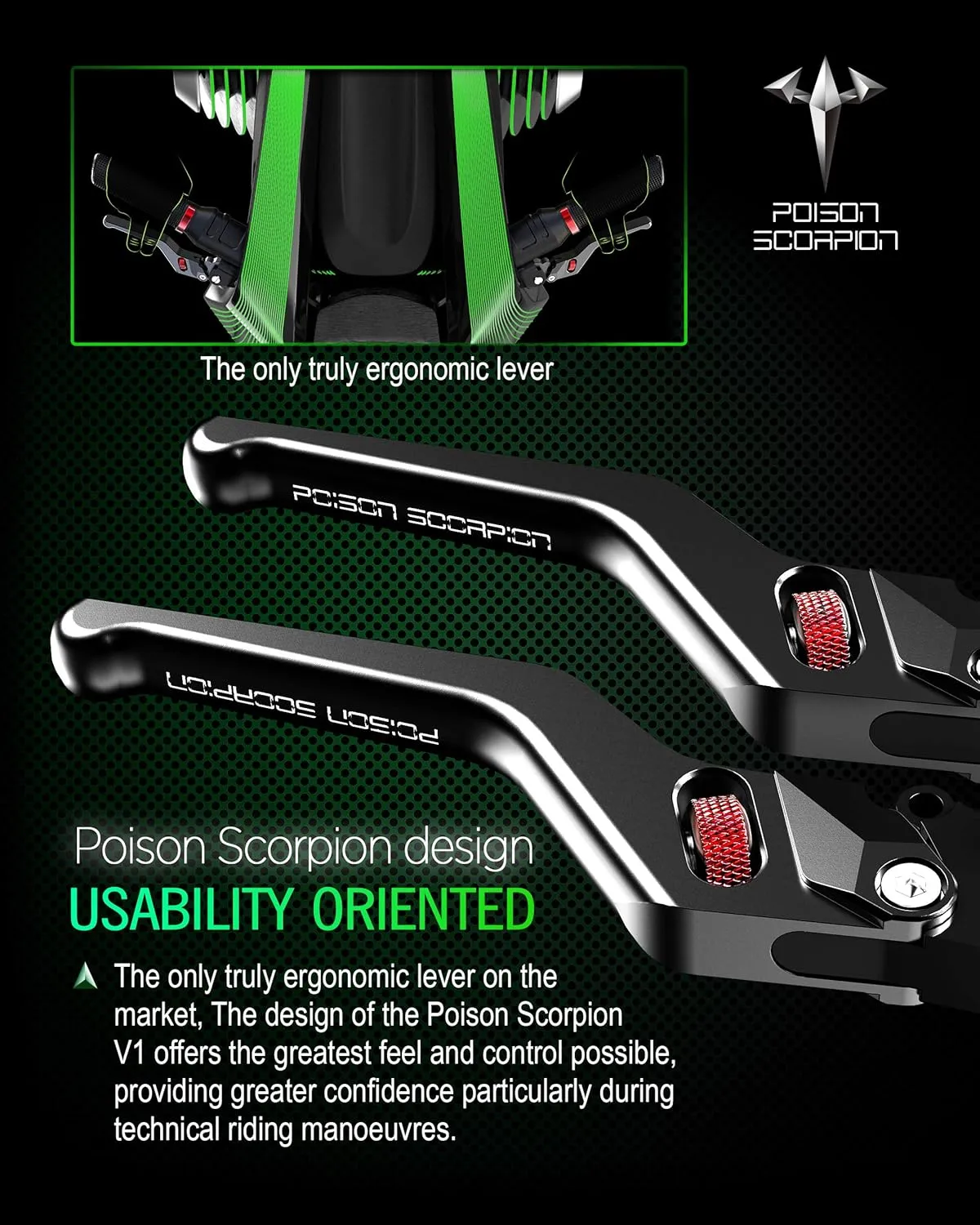 POISON SCORPION Black Motorcycle Brake Clutch Levers Wheel Adjustable Short Compatible with 749S 749R 848 999S 999R 1098 1198 1198S 1199 Panigale Diavel Monster Multistrada Streetfighter H2 H2R