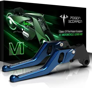 POISON SCORPION Brake Clutch Levers Short Wheel Roller Adjustable CNC Blue Compatible with YZF R1 2004-2008 / YZF R6 2005-2016