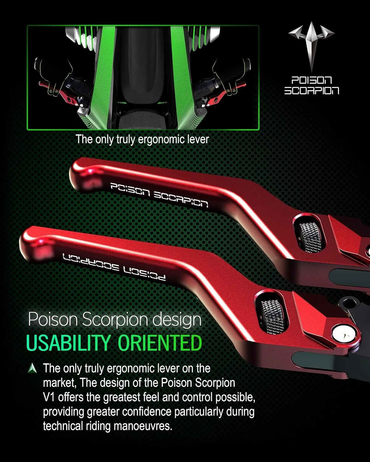 POISON SCORPION Red Motorcycle Brake Clutch Levers Wheel Adjustable Short Compatible with 749S 749R 848 999S 999R 1098 1198 1198S 1199 Panigale Diavel Monster Multistrada Streetfighter H2 H2R