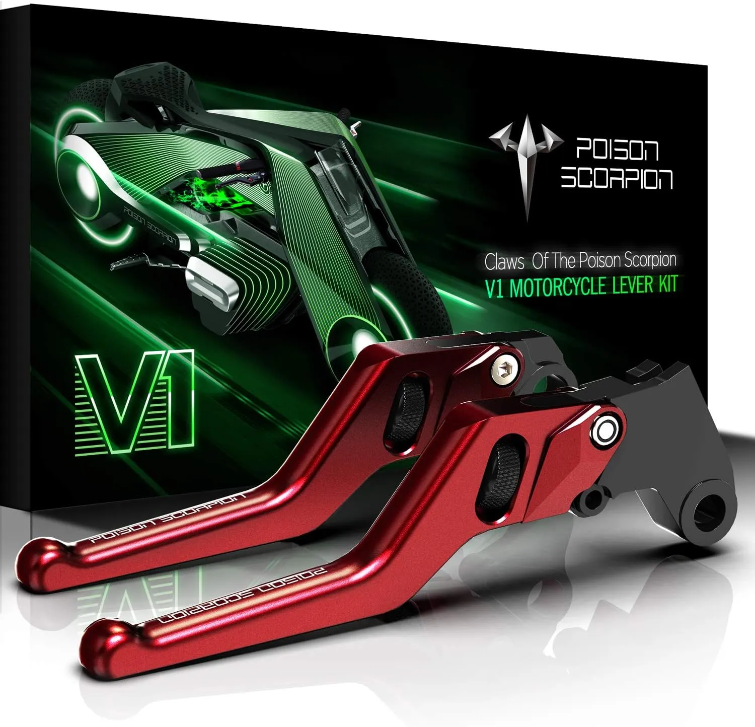 POISON SCORPION Red Motorcycle Brake Clutch Levers Wheel Adjustable Short Compatible with 749S 749R 848 999S 999R 1098 1198 1198S 1199 Panigale Diavel Monster Multistrada Streetfighter H2 H2R