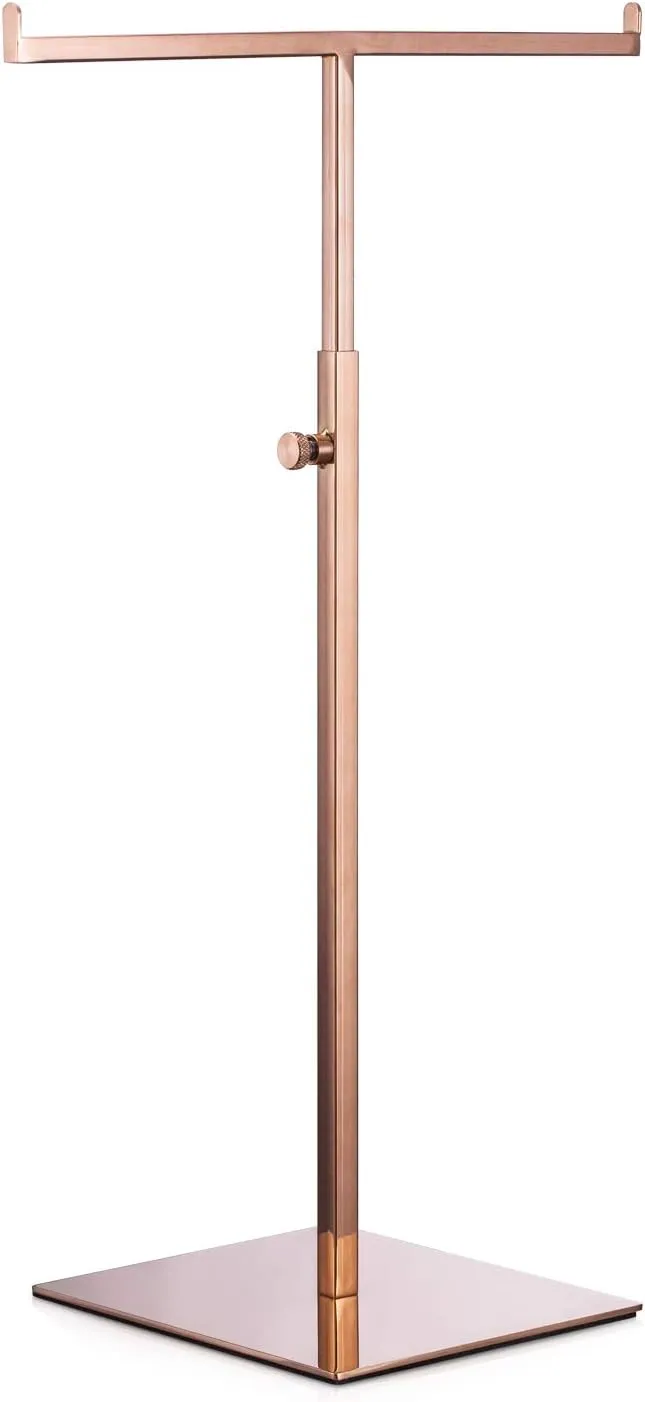 Polmart Countertop Adjustable T-Bar Display Stand for Hangbag, Wreath and Crafts, Rose Gold
