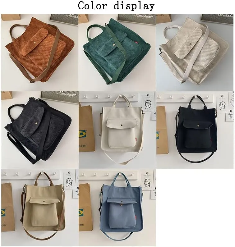 Pooyikoi New Corduroy Shoulder Bag Foreign Trade Retro Schoolgirl Canvas Diagonal Straddle Bag Art Versatile Handbag