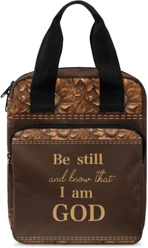 Portable Bible Cover Bookcase with Handle Bible Tote Bag Bible Books Pens Organizer 10.8 x 8.4 x 2.7 inches