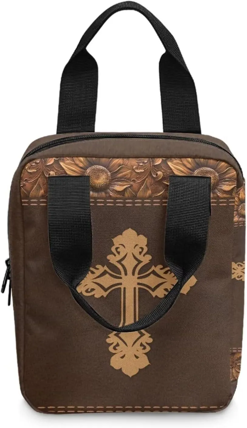 Portable Bible Cover Bookcase with Handle Bible Tote Bag Bible Books Pens Organizer 10.8 x 8.4 x 2.7 inches