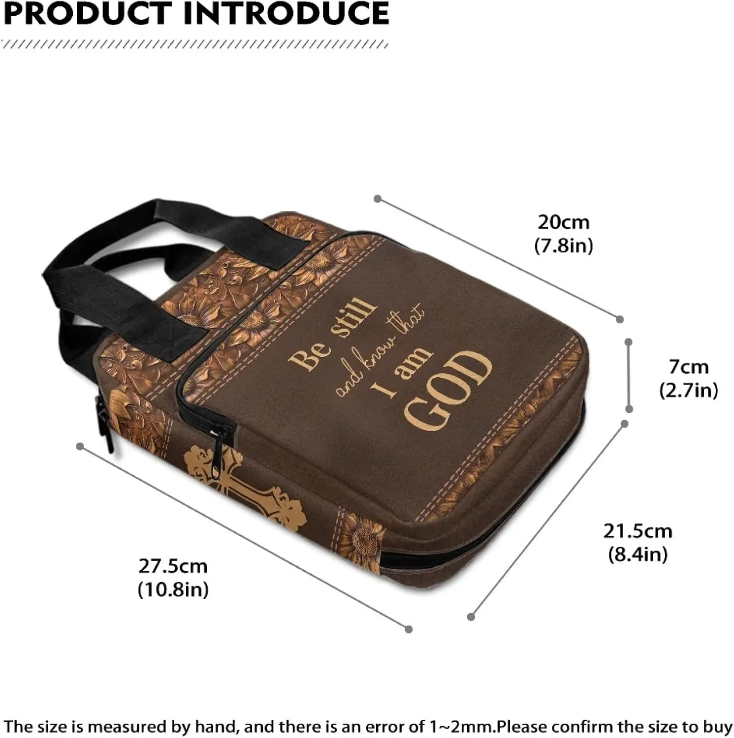 Portable Bible Cover Bookcase with Handle Bible Tote Bag Bible Books Pens Organizer 10.8 x 8.4 x 2.7 inches